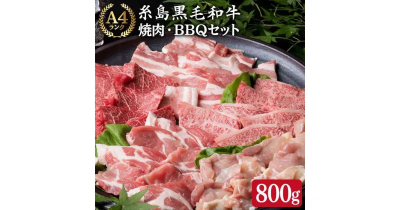 【ふるさと納税】焼肉 バーベキュー セット 計800g 牛モモ 牛バラ 豚バラ 豚肩ロース 鶏もも肉 A4ランク 糸島黒毛和牛 糸島華豚 博多華味鳥【糸島ミートデリ工房】 [ACA010] 18000円