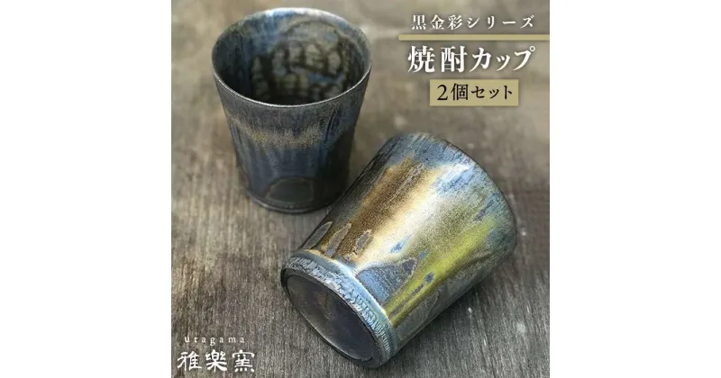 【ふるさと納税】黒金彩 焼酎カップ2個セット[唐津焼]_雅樂窯 [ASE005] 23000円