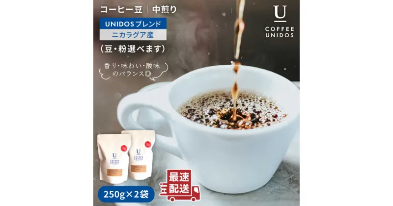 【ふるさと納税】中煎りコーヒー豆 ウニドスブレンド 250g×2袋 (豆・粉選べます) 糸島市 / COFFEE UNIDOS 珈琲/カフェ/コーヒー粉 [AQF012] 14000円 常温