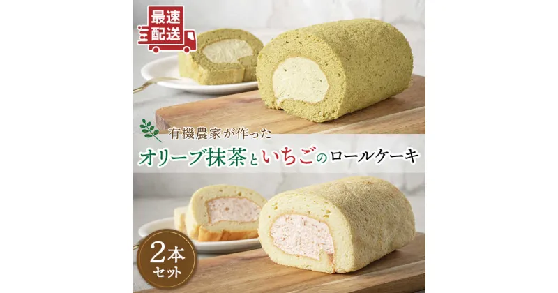 【ふるさと納税】オリーブリーフの抹茶＆つぶつぶ糸島いちご ロールケーキ2本セット《糸島》【わかまつ農園】 [AHB014] 13000円