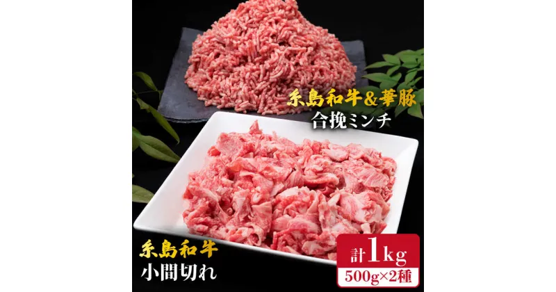 【ふるさと納税】糸島和牛 小間切れ 500g ＆ 糸島和牛 糸島豚 合挽 ミンチ 500g 計1kg 糸島市 / 糸島ミートデリ工房 [ACA236] 10000円 1万円 黒毛和牛 冷凍配送