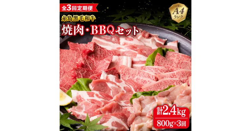 【ふるさと納税】【全3回定期便】焼肉・バーベキュー セット 計800g 牛モモ 牛バラ 豚バラ 豚肩ロース 鶏もも肉 糸島市 / 糸島ミートデリ工房 [ACA272] 53000円