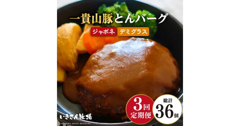 【ふるさと納税】【全3回定期便】一貴山豚 とんバーグ 12個（ 6個 × 2種 ） 糸島市 / いきさん牧場 [AGB013] 53000円