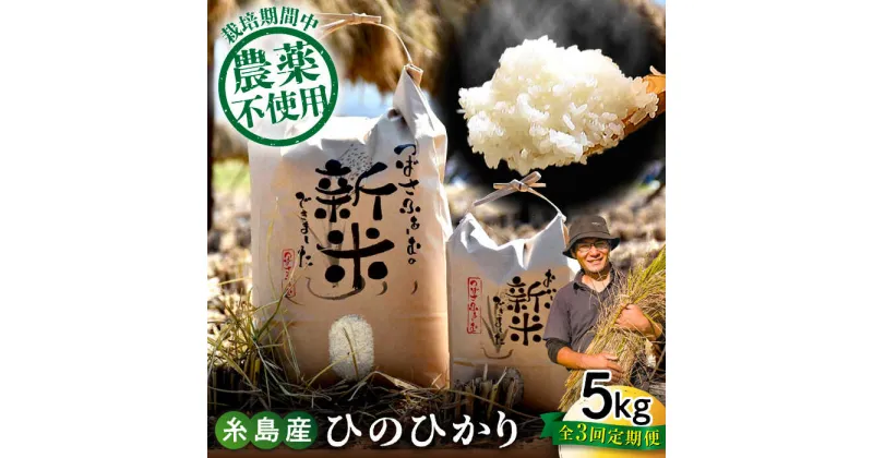 【ふるさと納税】【全3回定期便】 糸島産 雷山のふもとの米 農薬不使用 5kg 糸島市 / ツバサファーム 米/白米/玄米/ヒノヒカリ [ANI003] 常温