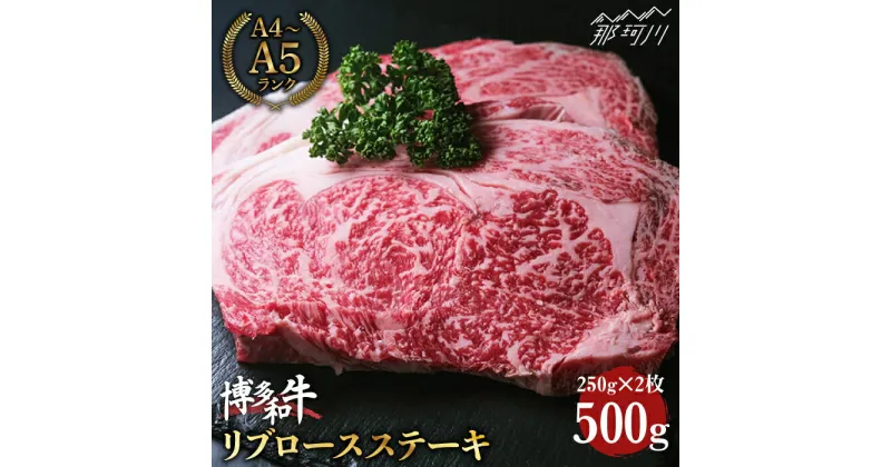 【ふるさと納税】【肉の旨味を堪能！】博多和牛 牛肉 ステーキ リブロース 500g（250g×2） ＜肉のくまもと屋＞那珂川市 牛肉 肉 黒毛和牛 ブランド牛 国産 BBQ バーベキュー [GBI003]23000 23000円