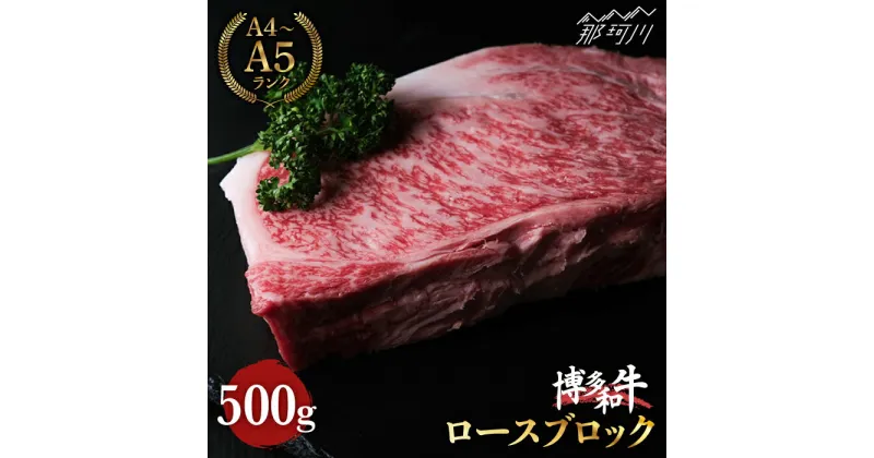 【ふるさと納税】【きめ細やかな霜降り】博多和牛 牛肉 赤身 ロース ブロック 500g ＜肉のくまもと屋＞那珂川市 牛肉 肉 黒毛和牛 ブランド牛 国産 BBQ バーベキュー 和牛 九州産 焼肉 [GBI017]26000 26000円