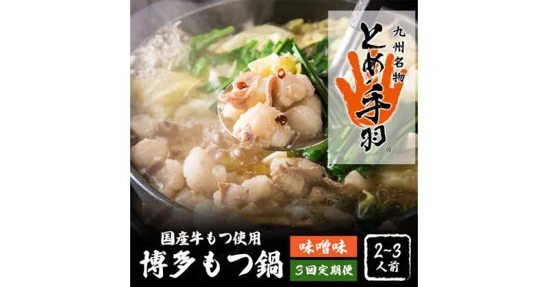 【ふるさと納税】【全3回定期便】九州名物 とめ手羽 博多 もつ鍋 セット 味噌味 2-3人前＜株式会社フェリックス＞那珂川市 定期便 もつ鍋 モツ鍋 もつなべ もつ鍋セット もつ 鍋 国産 牛 モツ とめ手羽 [GCE005]36000 36000円