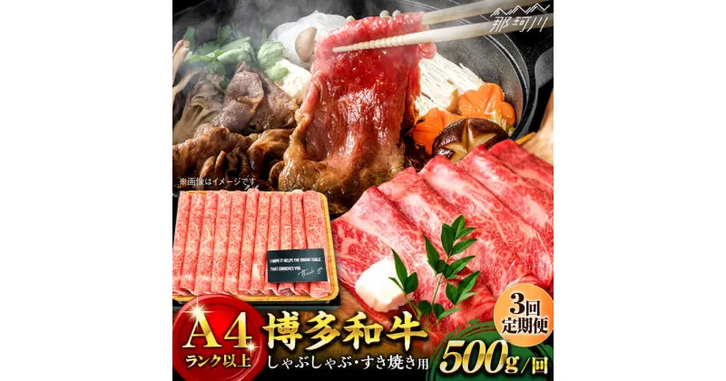 【ふるさと納税】【全3回定期便】博多和牛 牛肉 スライス しゃぶしゃぶ すき焼き 500g＜株式会社MEAT PLUS＞那珂川市 定期便 牛肉 肉 黒毛和牛 ブランド牛 国産 BBQ バーベキュー▽牛肉 定期便 博多和牛 黒毛和牛 和牛 国産牛 [GBW022] 33000 33000円