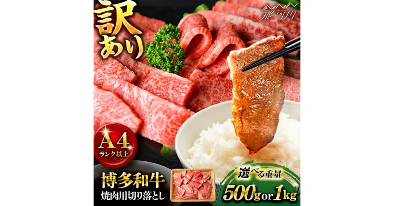 【ふるさと納税】【訳あり】博多和牛 焼肉 切り落とし 500g〜1kg＜株式会社MEAT PLUS＞那珂川市 牛肉 肉 黒毛和牛 ブランド牛 国産 BBQ バーベキュー▽おすすめ 人気 牛肉 肉 訳あり 訳アリ わけあり 理由アリ[GBW117]