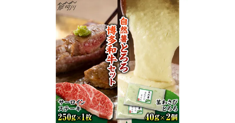 【ふるさと納税】博多和牛 サーロインステーキ（250g×1枚）×茎わさびとろろ（40g×2）セット ＜MEATPLUS×自然薯王国＞那珂川市▽おすすめ 人気 牛肉 肉 贅沢 希少部位 希少肉 レア ご褒美 お祝い お返し 内祝 贈答品 ステーキ 高級[GBW130]15000 15000円