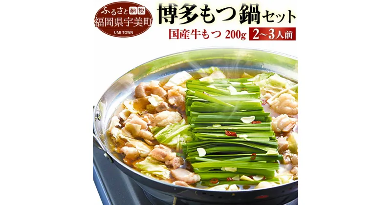 【ふるさと納税】 博多牛もつ鍋 A 国産牛もつ200g（2〜3人前）ちゃんぽん麺・濃縮スープ付き 送料無料 福岡 お取り寄せグルメ FZ002