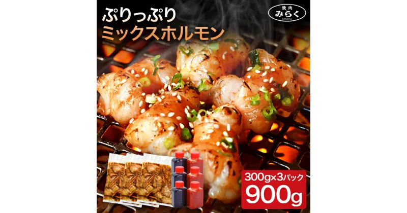 【ふるさと納税】ミックスホルモン 約900g（300g×3）・タレ（35g×3）・コチュジャンタレ（40g×3）牛ホルモン 焼き肉 お肉 ほるもん 味付き肉 味付け肉 味付き 九州産 送料無料