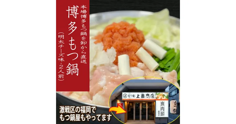 【ふるさと納税】博多明太チーズもつ鍋セット2人前《肉屋厳選“国産牛もつ鍋”》 ホルモン 牛小腸 ちゃんぽん麵 コラーゲン 明太 チーズ スープ .A1351