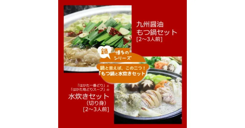 【ふるさと納税】博多の人気2大鍋のセット「九州醤油もつ鍋」と「博多水炊き(切り身)」各2～3人前(水巻町)【配送不可地域：離島】【1526373】