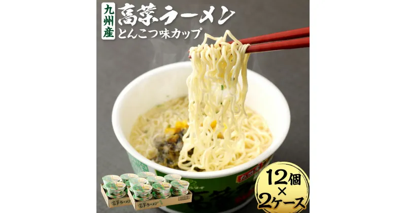 【ふるさと納税】九州産 高菜ラーメンとんこつ味カップ 合計24個 89g×12個×2ケース ラーメン 高菜拉麺 インスタント カップラーメン カップ麺 豚骨 即席麺 福岡県 常温保存可能 送料無料