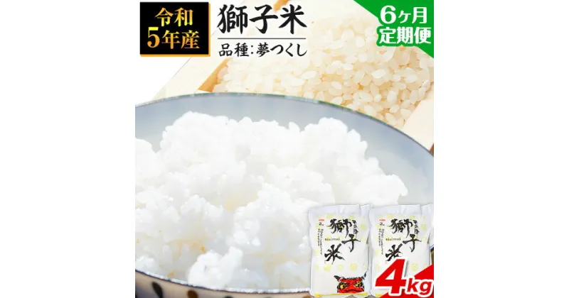 【ふるさと納税】【6ヶ月定期便】令和5年産 特別栽培米 獅子米（品種：夢つくし） 精米 4kg(2kg×2袋) 白米 精米 株式会社コモリファーム《お申込み月の翌月から出荷開始》減農薬・減化学肥料栽培　合計24kgお届け