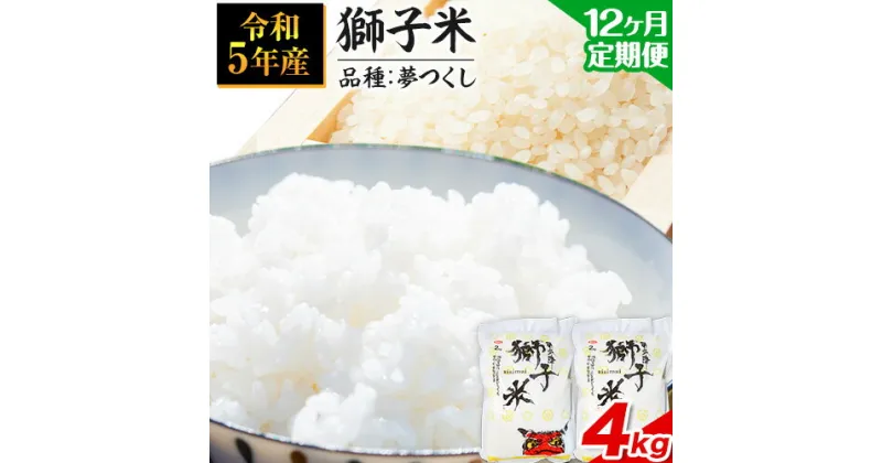 【ふるさと納税】【12ヶ月定期便】令和5年産 特別栽培米 獅子米（品種：夢つくし） 精米 4kg(2kg×2袋) 白米 精米 株式会社コモリファーム《お申込み月の翌月から出荷開始》減農薬・減化学肥料栽培　合計48kgお届け