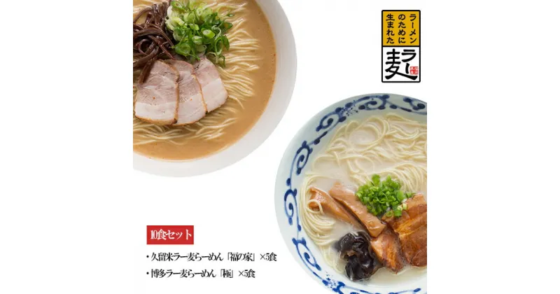 【ふるさと納税】ラー麦 らーめん の 食べ比べ 10食セット 福岡県産 100％ 小麦 ラーメン用小麦 袋麺 半生 ラーメン とんこつ 豚骨 濃厚 麺 博多 久留米 　3U2