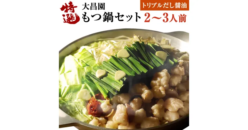 【ふるさと納税】大昌園 特選 もつ鍋 セット 2～3人前 福岡 有名店 国産モツ 300g トリプルだし醤油 特製 辛味 ちゃんぽん麺 薬味 付き 調味料付き 鍋セット 冷凍 国内産 お取り寄せ ご当地 グルメ 送料無料