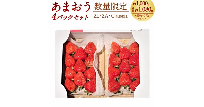 【ふるさと納税】あまおう 4パックセット（2L・2A・G規格以上）【数量限定】約250～270g×4パック いちご イチゴ 苺 果物 くだもの フルーツ 冷蔵 国産 九州 福岡県 大刀洗町 送料無料【2025年1月上旬～3月下旬発送予定】