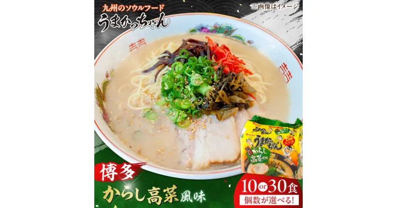 【ふるさと納税】【選べる容量】うまかっちゃん 博多 からし高菜風味 10食/30食 ラーメン 選べる 広川町 / 亀井通産（株）[AFAR015]