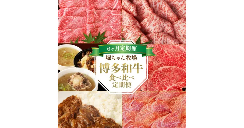 【ふるさと納税】【6ヶ月定期便】堀ちゃん牧場 博多和牛食べ比べ定期便 牛 和牛 しゃぶしゃぶ すき焼き 切り落とし ロース 肩ロース テール スープ 炊き込みご飯の素 デミグラス 煮込み 冷凍 博多 福岡県 九州 送料無料