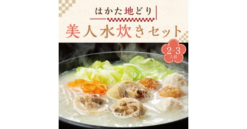 【ふるさと納税】 はかた 地どり 美人 水炊き セット(2-3人前) (スープ 600g もも肉切身 200g つみれ200g ラー麦麺 80g コラーゲン 50g) 鍋 肉 鶏肉 地鶏 鶏ガラ 国産 九州産 福岡県 博多 香春町 送料無料