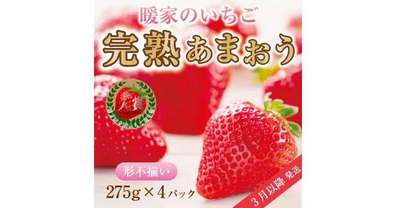 【ふるさと納税】暖家のいちご 完熟あまおう 4パック(形不揃い) 3月以降発送 [a9408] 社会福祉法人猪位金福祉会 暖家の丘 ※配送不可：北海道・沖縄・離島【返礼品】添田町 ふるさと納税