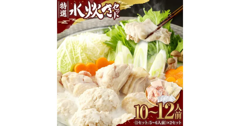 【ふるさと納税】【大任町限定】【楽天限定】特選 水炊き セット 5種 10～12人前 鍋 鶏もも肉500g×2パック 手羽元5本(250g)×2パック つみれ×2パック ちゃんぽん麺150g×4パック 濃縮スープ40cc×2パック 福岡 ご当地 グルメ 冷凍 送料無料