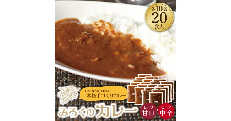 【ふるさと納税】 みろくのカレー20食セット（甘口10食・中辛10食） ビーフカレー 本格 惣菜 冷凍 セット 簡単 グルメ 時短 送料無料 U27-04