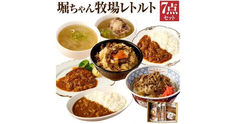 【ふるさと納税】堀ちゃん牧場 7点 セット 7種 合計約2kg テール スープ カレー デミグラス ハンバーグ 煮物 牛丼 博多和牛 和牛 炊き込みご飯の素 炊き込みご飯 素 スープ レトルト 加工食品 温めるだけ 簡単 時短料理 お惣菜 冷凍発送 送料無料