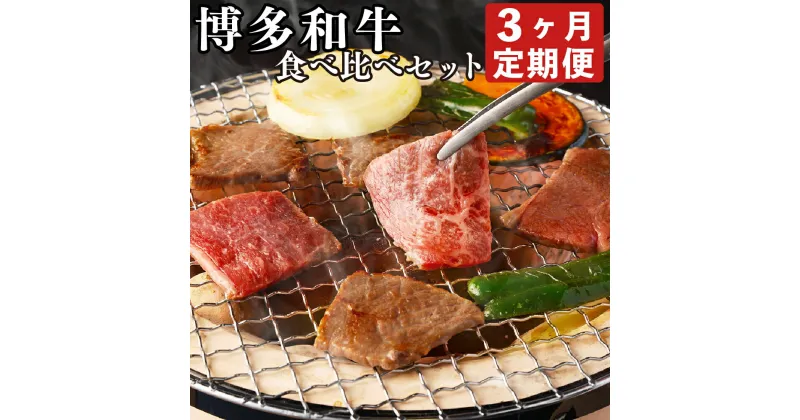 【ふるさと納税】【3ヶ月連続定期便】博多和牛 食べ比べ セット 特選 焼き肉ミックス 300g 厚切りステーキ 約300g×1枚 特選スライス 450g 総合計約1,050g ロース カルビ モモ ステーキ すき焼き 肉 牛 牛肉 和牛 国産 九州産 福岡産 堀ちゃん牧場 冷凍 送料無料