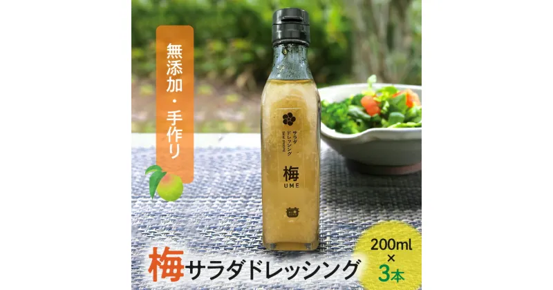 【ふるさと納税】無添加手作り 梅 サラダ ドレッシング 200ml×3本 無添加 手作り 濃厚 香り 爽やか パスタ お肉料理 梅エキス ギフト 贈り物 プレゼント お取り寄せ 地元食材 逸品 おすすめ 送料無料