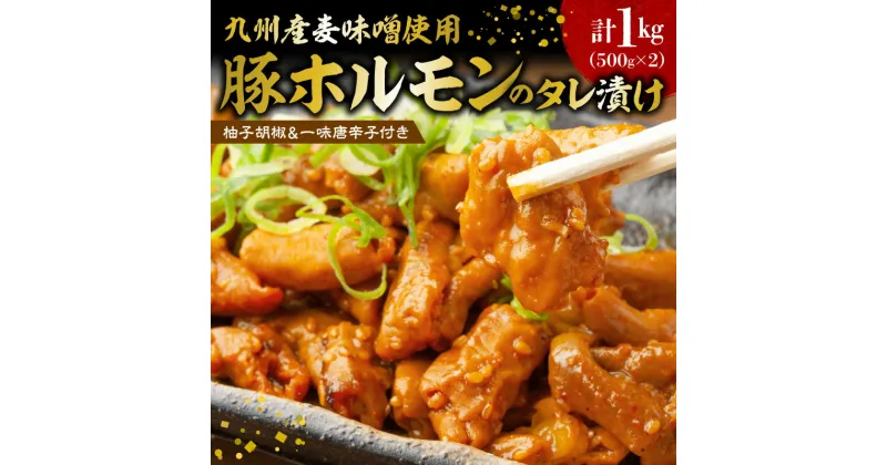 【ふるさと納税】 ホルモン 1kg タレ漬け 国産 豚ホルモン 500g × 2 コスパ おいしい 人気 小腸 こだわり 九州産 麦味噌 【レビューキャンペーン対象】 ビール ハイボール 焼酎 日本酒 お酒 柚子胡椒 一味唐辛子 おかず 美味しい 晩御飯 おつまみ 福岡県 上毛町 送料無料