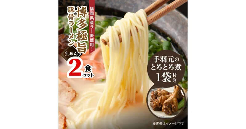 【ふるさと納税】豚骨ラーメン 2食 手羽元煮 3本入り × 1袋 セット 極旨 とんこつ ラーメン 福岡県産 ラー麦 麺 麺類 手羽元 手羽 とろとろ煮 九州 ブランド鶏 はかた一番どり 甘辛味 肉 鶏肉 煮物 肉加工品 おかず おつまみ 福岡県 上毛町 お取り寄せ グルメ 惣菜 送料無料